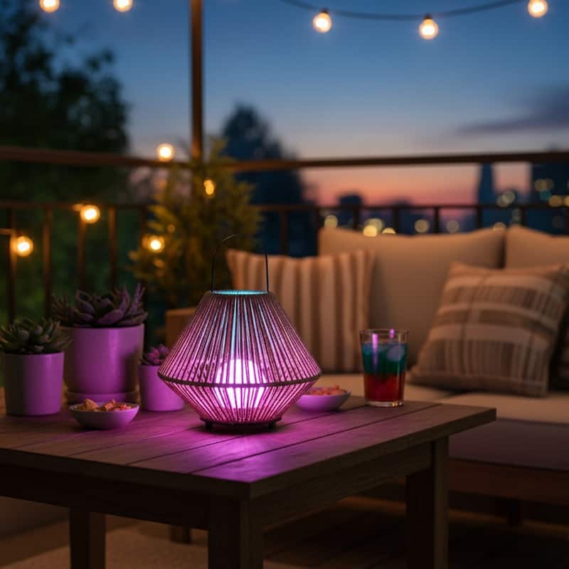 60 in 2-in-1 Rattan rechargeable floor lamp with RGB Lantern