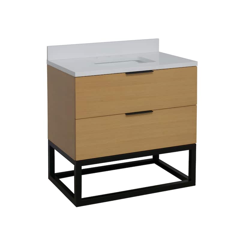 KitchenBathCollection Mia 36" Bathroom Vanity with Matte White Top