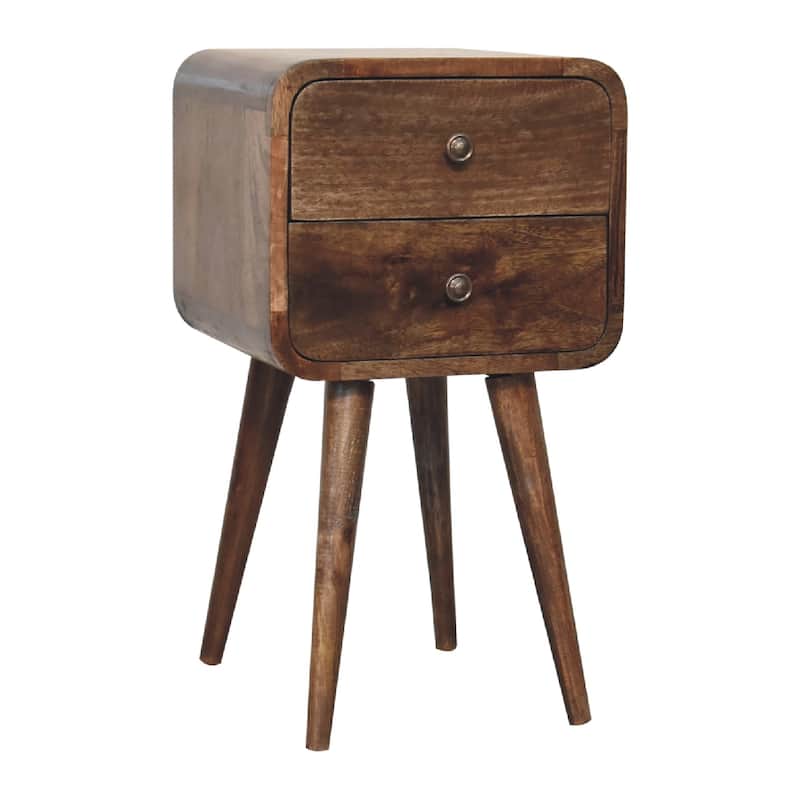 Artisan Furniture Solid Wood Mini Curved Grey Washed Nightstand