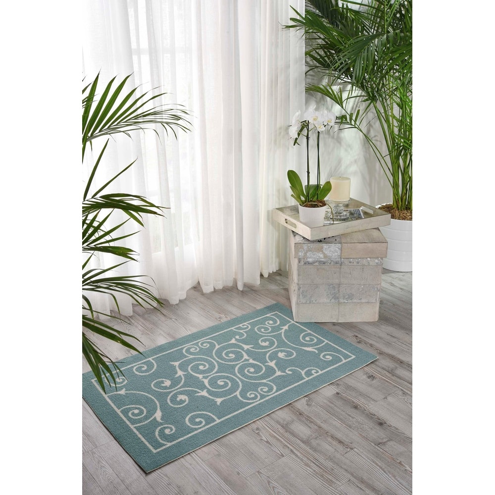 Nourison Scrolling Ivory Vines Indoor/ Outdoor Area Rug