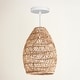 preview thumbnail 18 of 23, Callie Rattan Pendant Light - Natural Bell 1-Light Handwoven Ceiling Light 14-Inches - 120" White Cord