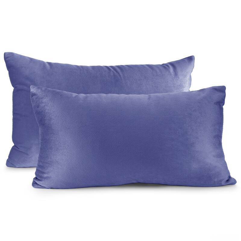Porch & Den Cosner Microfiber Velvet Throw Pillow Covers (Set of 2) - 12" x 20" - Calm Blue