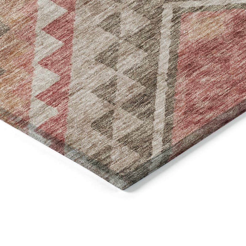 Machine Washable Indoor/ Outdoor Boho Tribal Chantille Rug