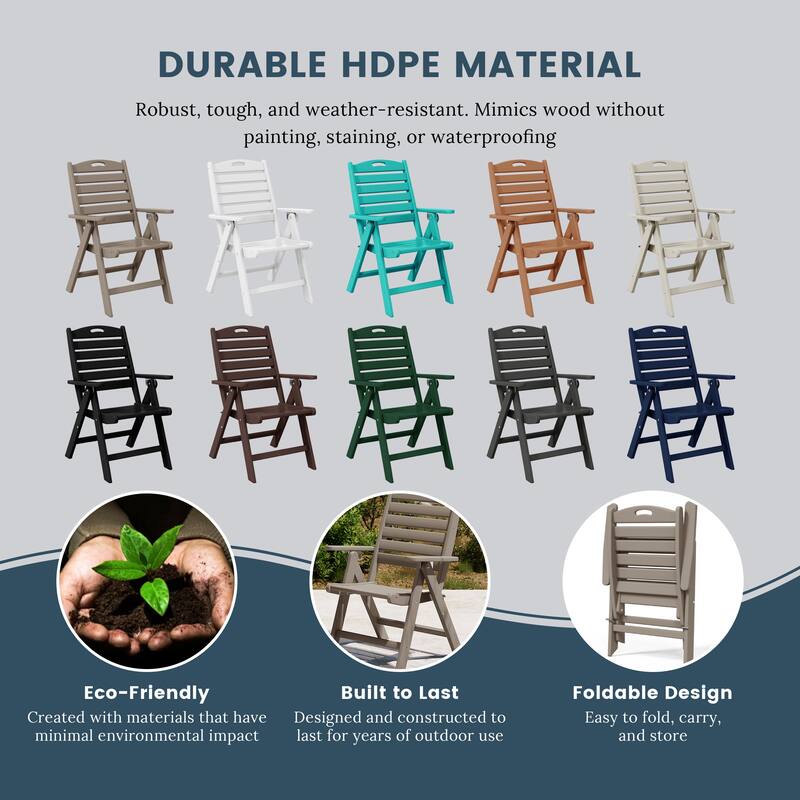 Coastline Patio Folding Highback Dining Chair Set of 2