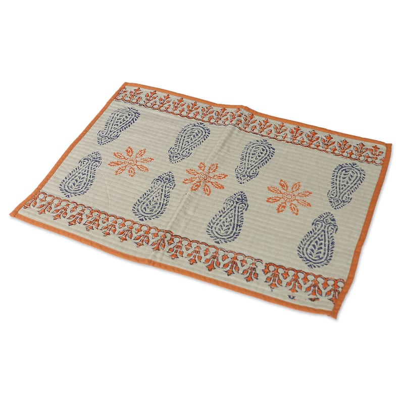 Novica Handmade Tangerine Palace Cotton Table Runner And Placemat Set (7 Pieces)