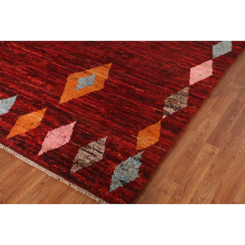 Red Moroccan Oriental Area Rug Handmade Tribal Wool Carpet - 8'4" x 9'10"