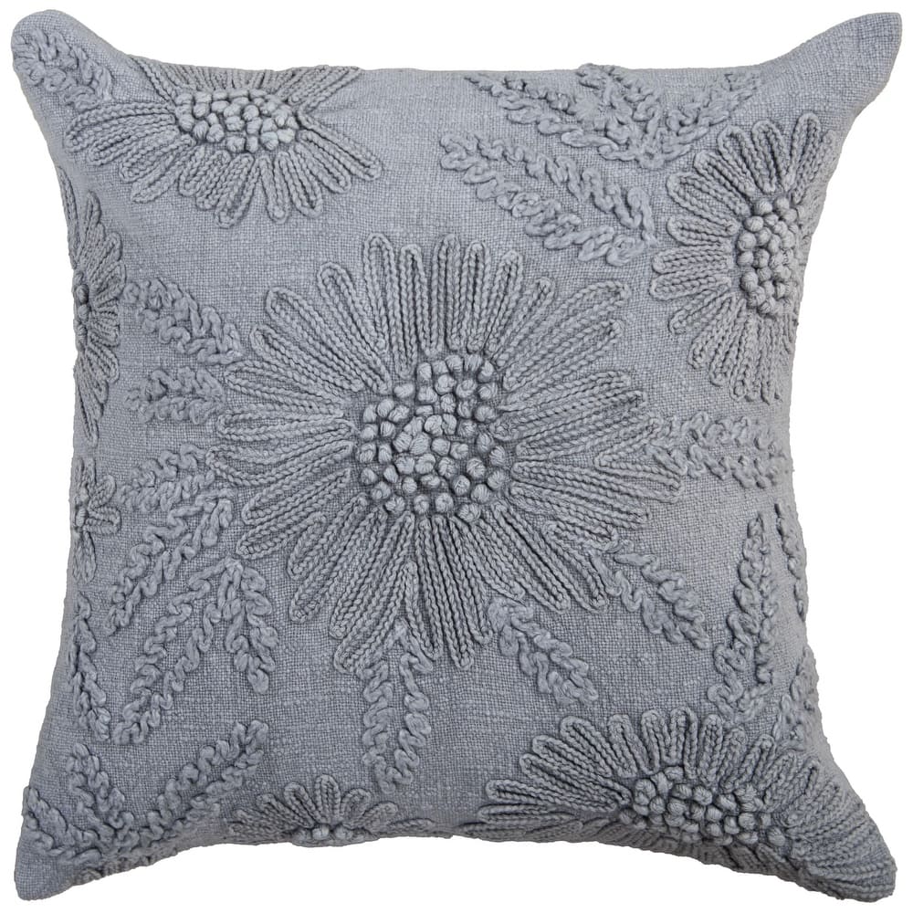 Rizzy Home Botanical Embroidered Throw Pillow, 20x20