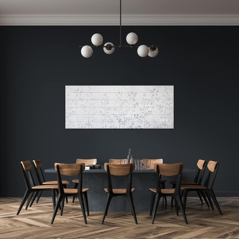 "Gray Leaves" Print on Planked Wood Wall Art
