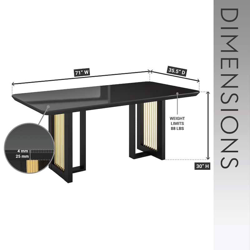 Modern 6 Seater Dining Table - Black