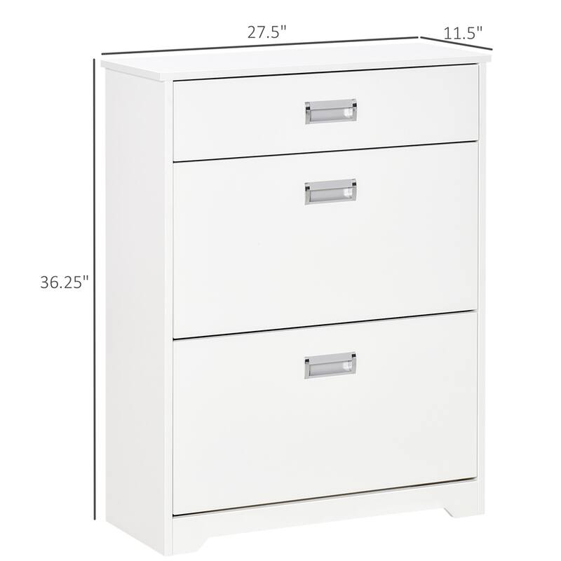 Shoe Cabinet Modern Storage Rack with 2 Flip Doors Adjustable Shelf