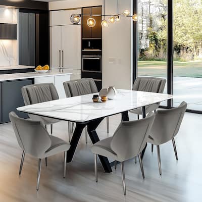 2PCS Upholstered Dining Chairs Kitchen Island Counter Side Chair Curvature Seat