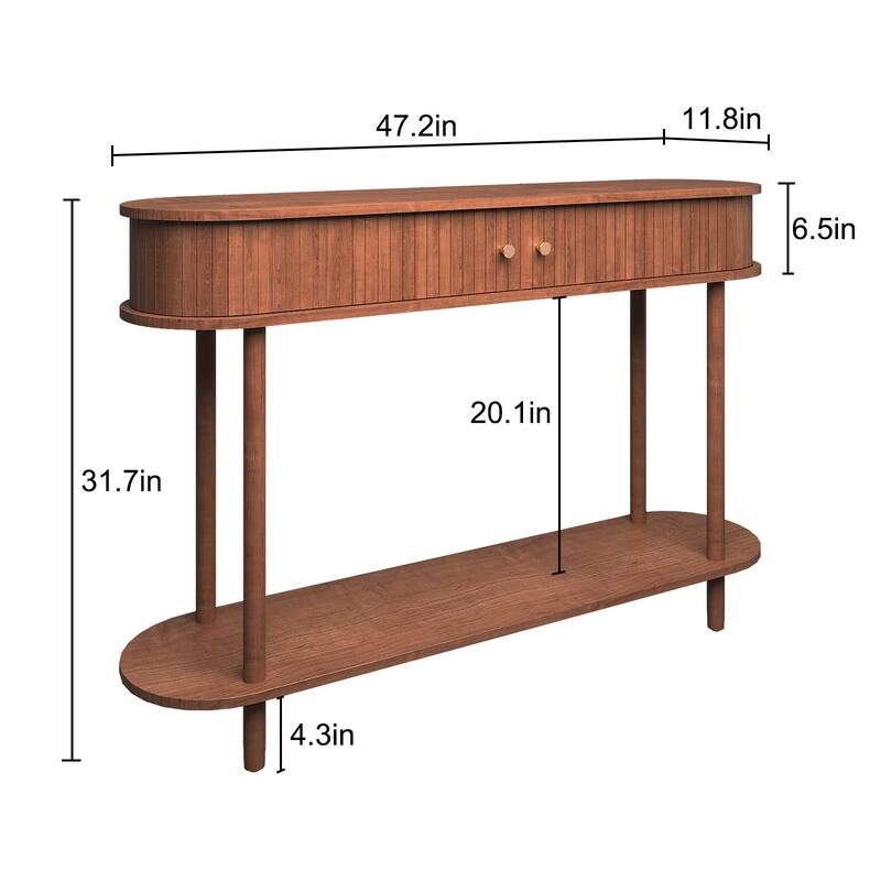 Modern Console Table with Wood Tambour Door