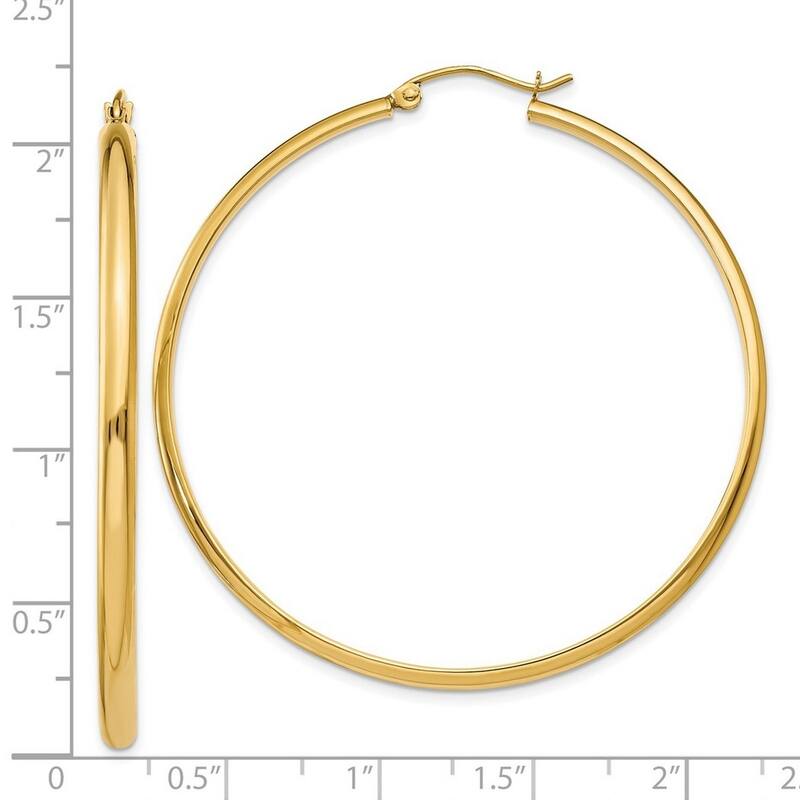 Curata 14k Yellow Gold 2.75x50mm Polished Hoop Earrings