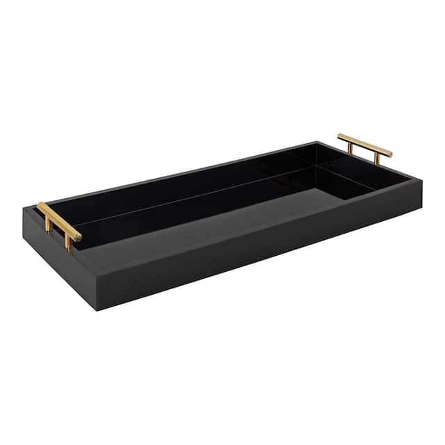 Kate and Laurel Lipton Narrow Rectangle Wood Accent Tray - 10x24 - Black