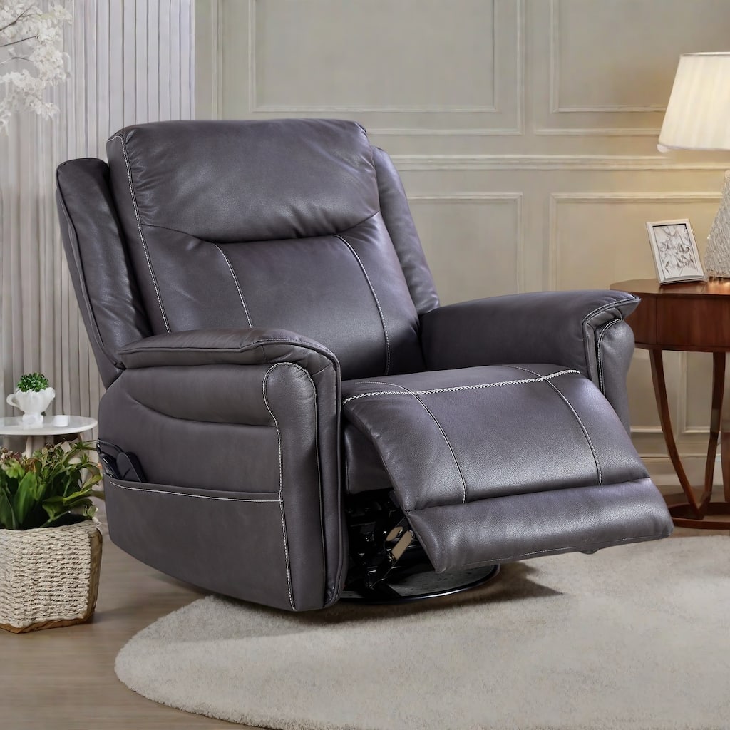 Motor Power Swivel Recliner - 240° Rotation with 8-Point Vibration Massage, Adjustable Lumbar Heat