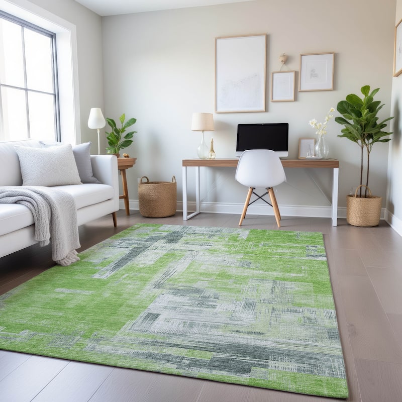 Premium Washable Super Soft Abstract Glam Mayfield Rug - Aloe - 2'6" x 3'10"