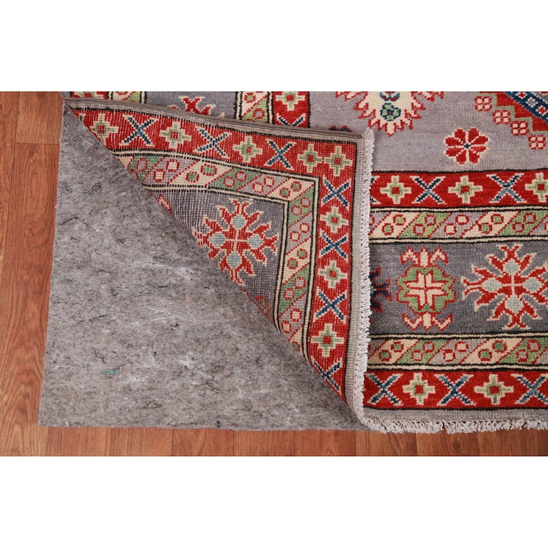 Hand Knotted Oriental 100% Wool Carpet Traditional All-Over Greys & Charcoal Kazak Area Rug - 9' 0'' X 8' 3''
