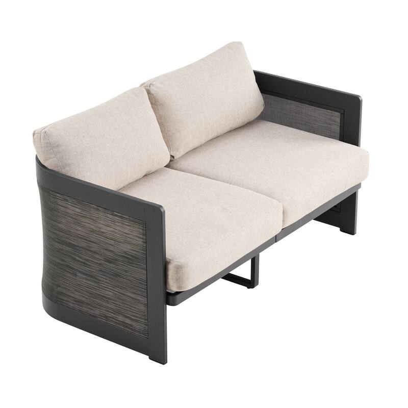 Christopher Knight Home - Aluminum Outdoor 50.25" Loveseat with Soft Cushions & Foldable Design