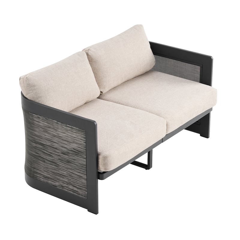 Christopher Knight Home - Aluminum 4-Piece Outdoor Conversation Seating Set with Mesh Panels and Olefin Cushions (No table)