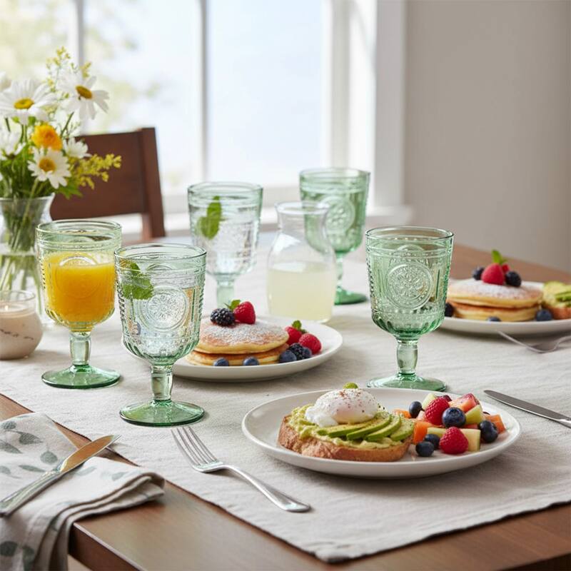 Bormioli Rocco Romantic 10.75oz All Purpose Stemware, Set of 4, Light Blue