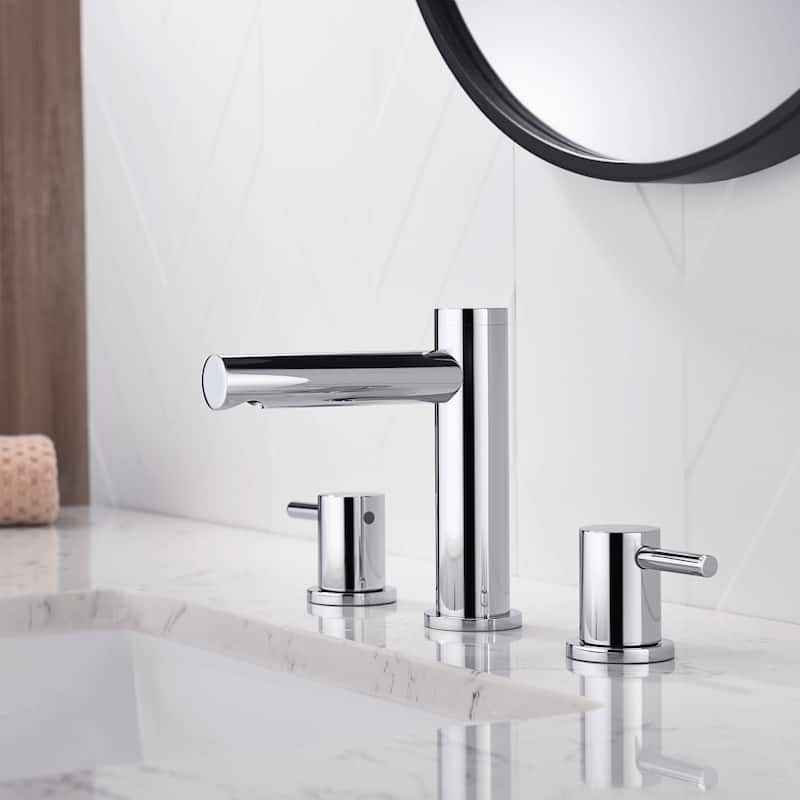 Circular 8" Bathroom Sink Widespread Faucet with Drain Assembly