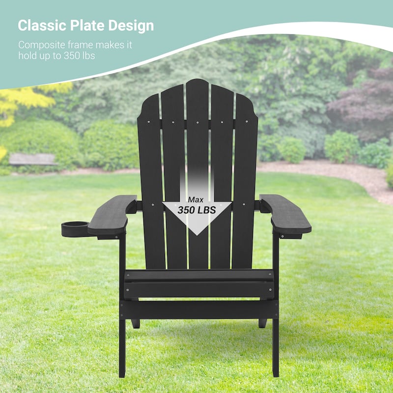 LIVOOSUN Outdoor Folding Adirondack Chair w/Cup Holder Set of 2 or 4