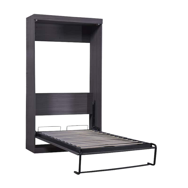 Roomfitters Full/Twin Murphy Bed with Wardrobe, Foldable Cabinet Design and Built-in Storage System, Gray