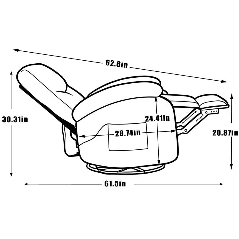Manual Swivel Recliner Chair with Heat & Massage, Heavy Duty Recliner Chair with Side Pocket, Ergonomic Single Sofa Chair