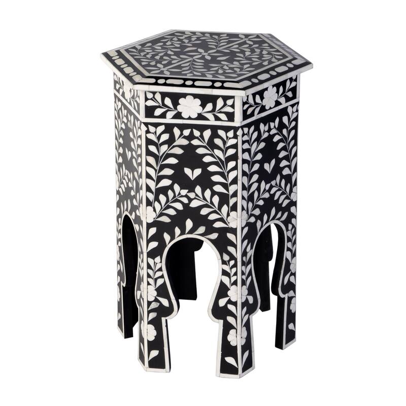 Amaya 16 in. W Hexagon Bone Inlay Side Table