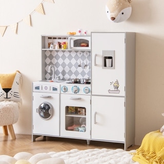 Pretend Play Kitchen for Kids Aged 3+ with Real Sounds and Lights - 36" x 12" x 40"