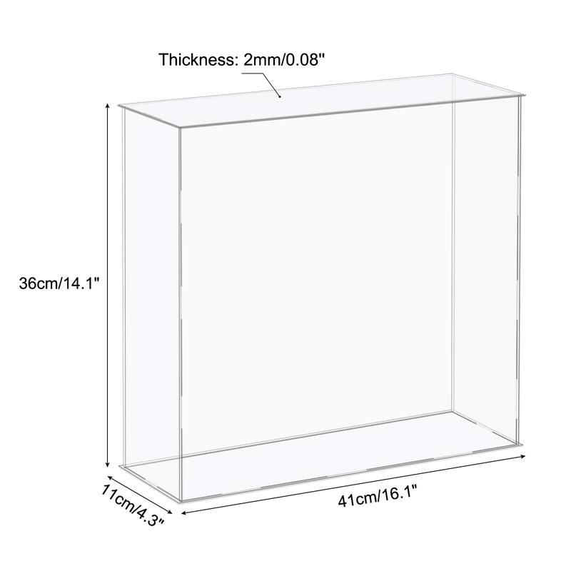 Acrylic Display Case Plastic Box Storage Box Clear Assemble Showcase - 16.1x4.3x14.1 Inch