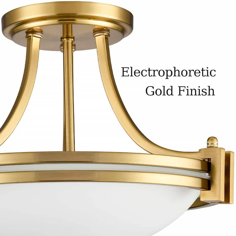 Manarola Semi Flush Mount Ceiling Light Milk Glass Shade 2-Bulbs