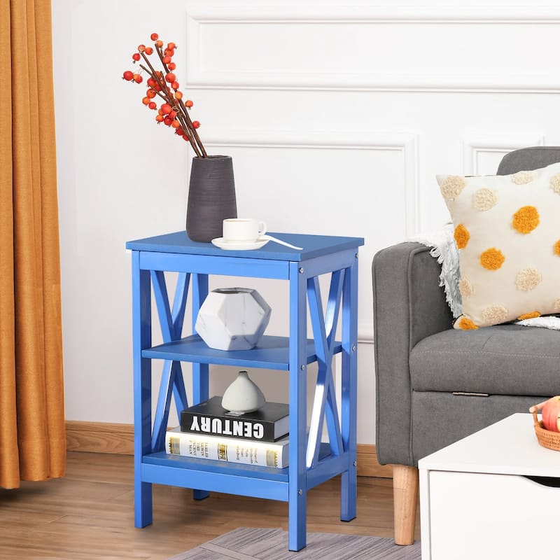 Modern Nightstand with 3-Tier Storage Shelves, Nightstands Set of 2