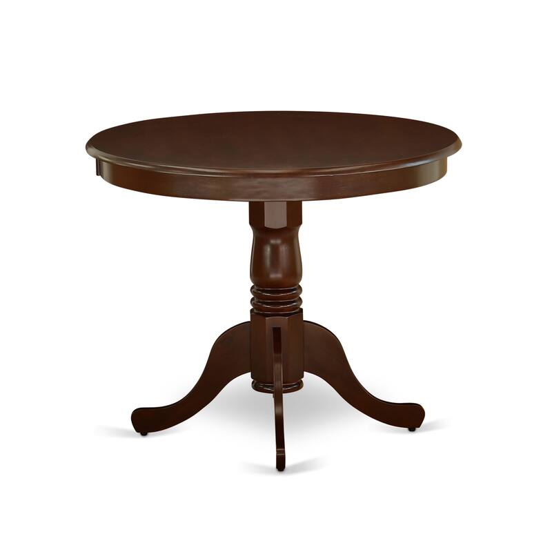 East West Furniture Dinette Set- A Round Dining Room Table with Pedestal and Kitchen Dining Chairs, Mahogany(Pieces Options)
