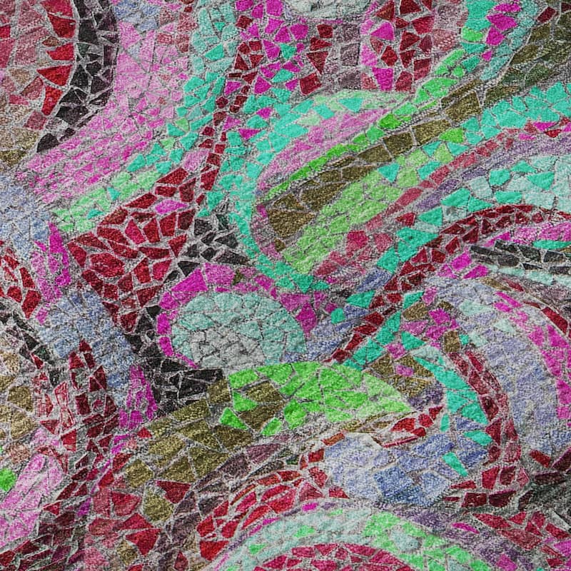Premium Washable Super Soft Contemporary Mosaic Wave Mayfield Rug
