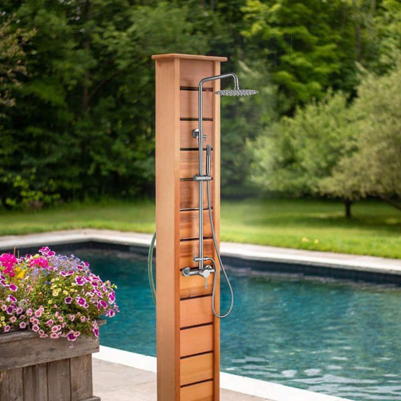 Outdoor 10 Inch Round Rain Shower Set with Handheld Shower (Adjustable Slider)