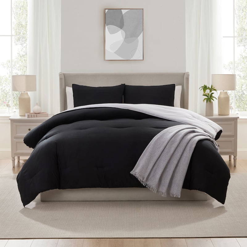 Empyrean Modern Reversible Comforter - Black / White - Queen