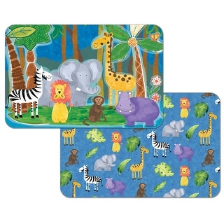 Reversible Wipe-clean Counterart Placemats Set of 4 - Kids Jungle Friends