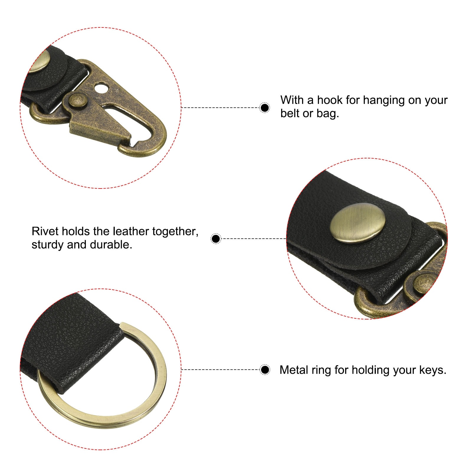 Rustic Durable Belt Leather Key Ring Clip, Belt Hook Belt Key Holder  Leather Key Fob Belt Keychain, Leather Keychain Leather Holder 