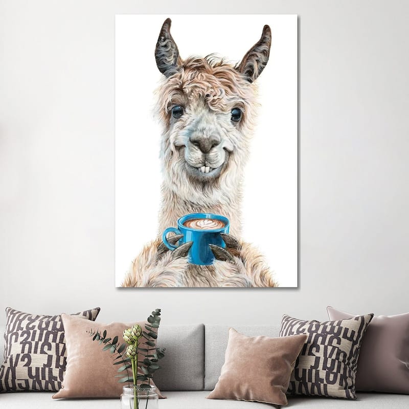 iCanvas "Llama Latte" by Holly Simental Canvas Print
