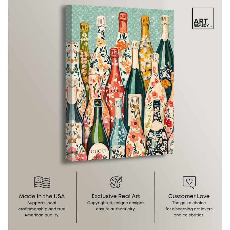 Floral Collection Bottles II Canvas by Art Remedy, Gallery Wrapped
