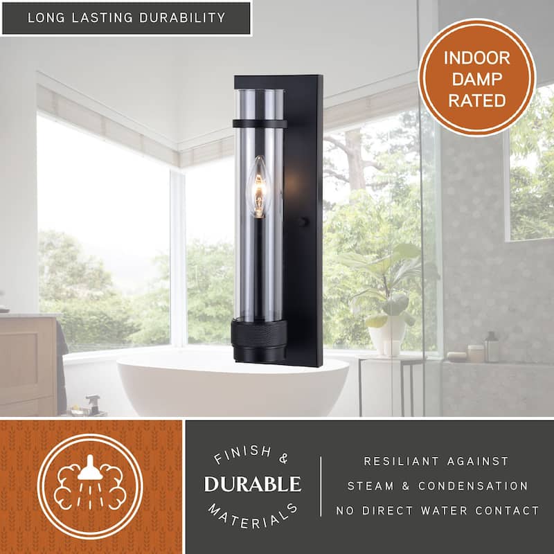 Bari 1 Light Contemporary Wall Sconce with Clear Cylinder Glass