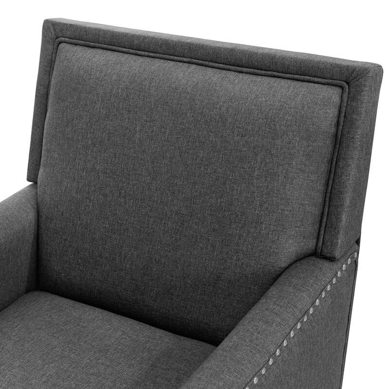 Modern Fabric Accent Chair with Upholstered Armrest Wooden Legs and Pillow for Living Room