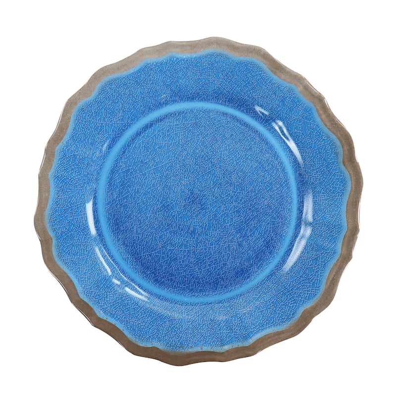 12 Piece Crackle Melamine Dinnerware Set in Azure