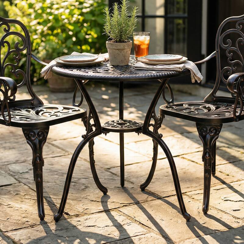 Christopher Knight Home - Aluminium Outdoor Patio Side Table with Decorative Design