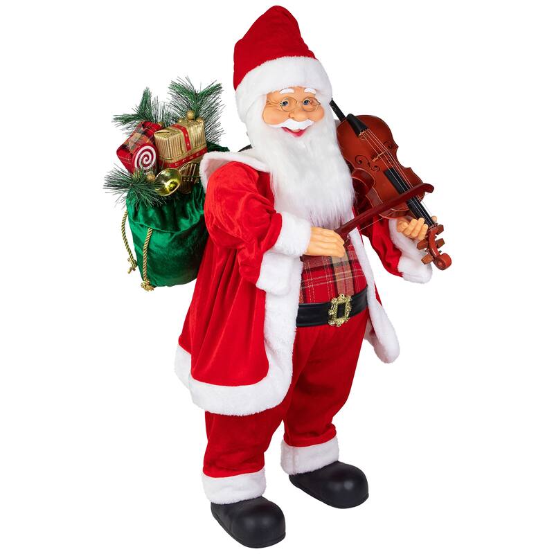 Animated and Musical Santa with Violin Christmas Figurine - 32"