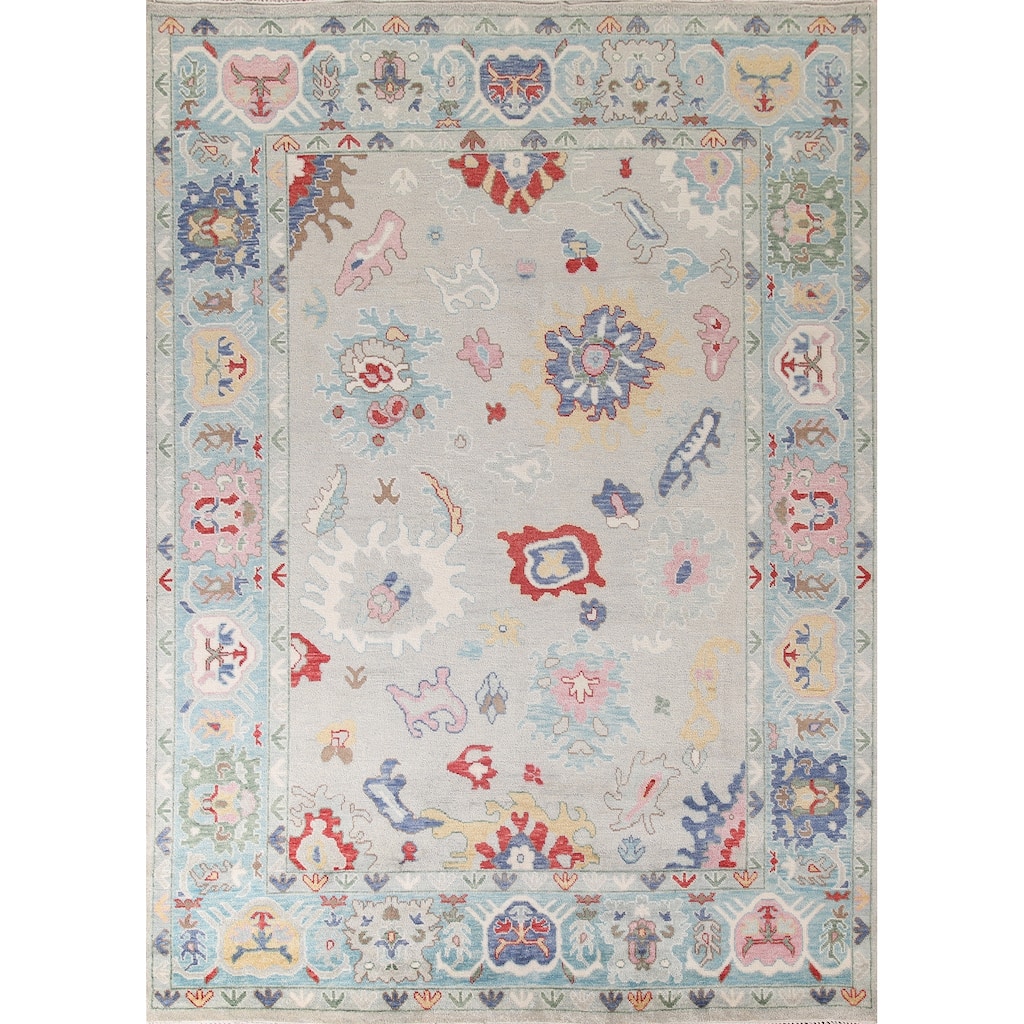 Grey Oushak Oriental Area Rug Handmade Wool Carpet - 9'1"x 11'10"