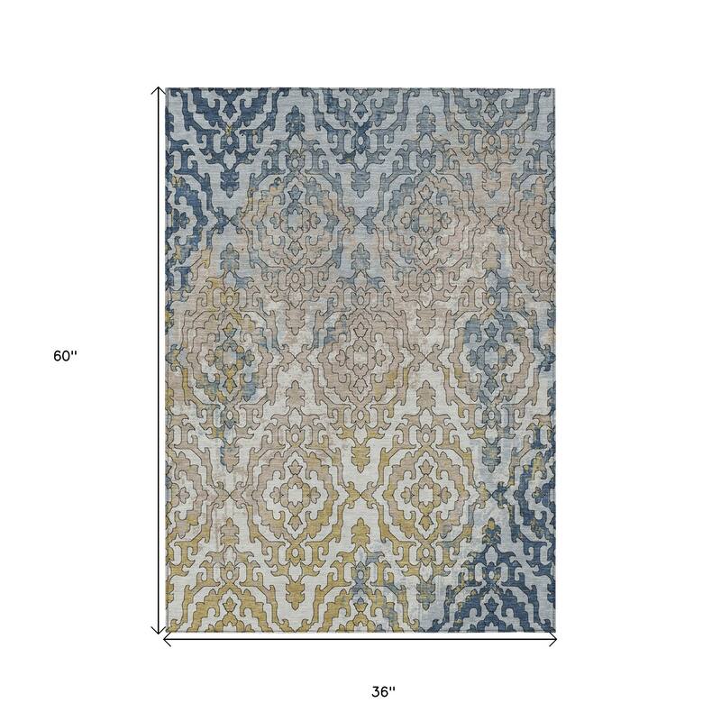HomeRoots Medallion Transitional Rectangle Outdoor Rug