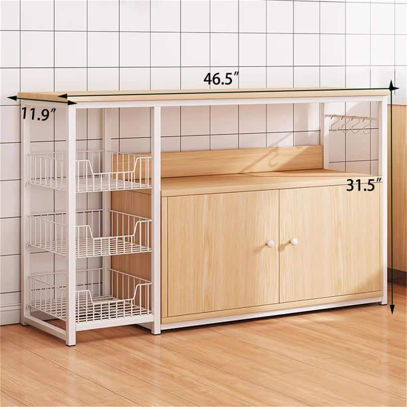Modern Wooden Kitchen Utility Storage Buffets Shelf with Cabinet