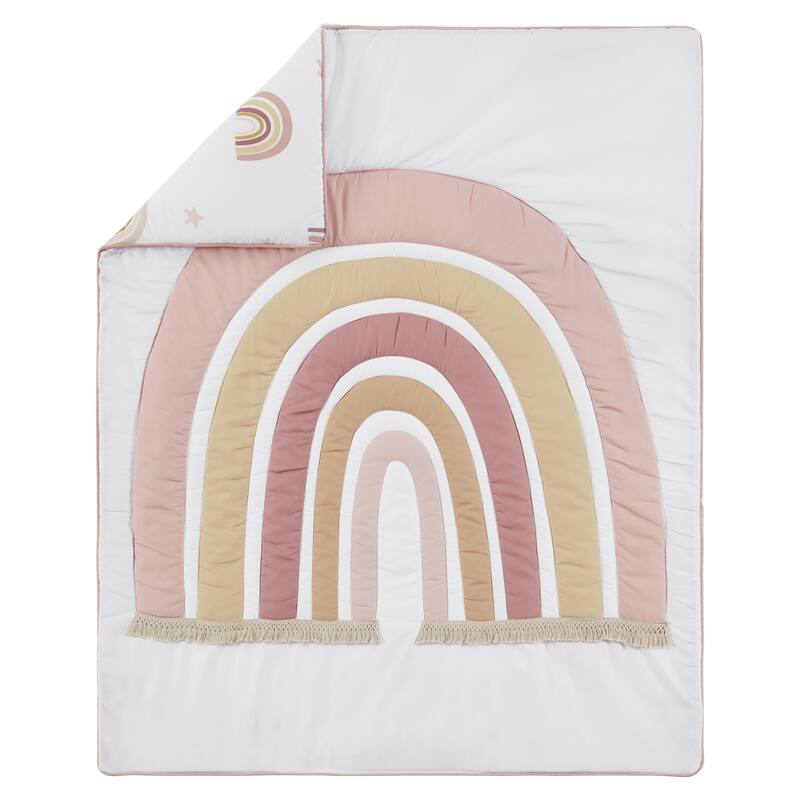 Boho Rainbow Girl Sweet Jojo Designs 6p Crib Bedding + BreathableBaby Breathable Mesh Liner Pink Bohemian Modern